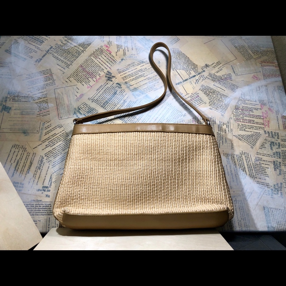 🎉 Fossil Vintage Leather & Woven Straw - Picture 3 of 11